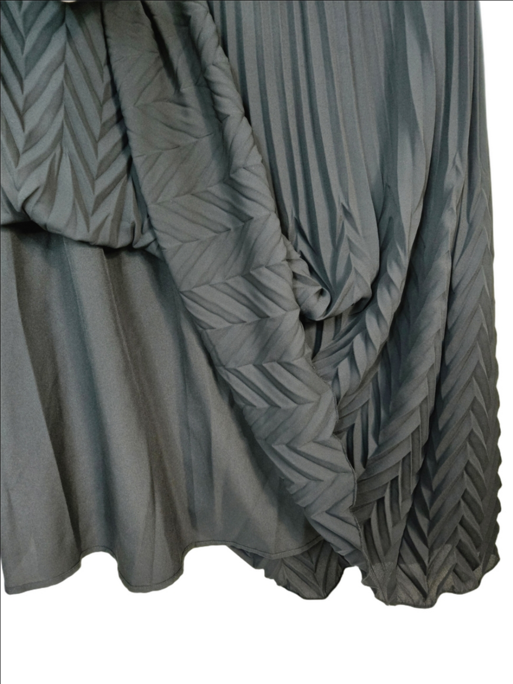 🌿Nanette Lepore Black Pleated Chevron-Panel Midi Skirt, Size L ~ EUC - Picture 3 of 5